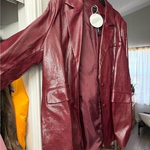 Boohoo Deep Red Textured Jacket